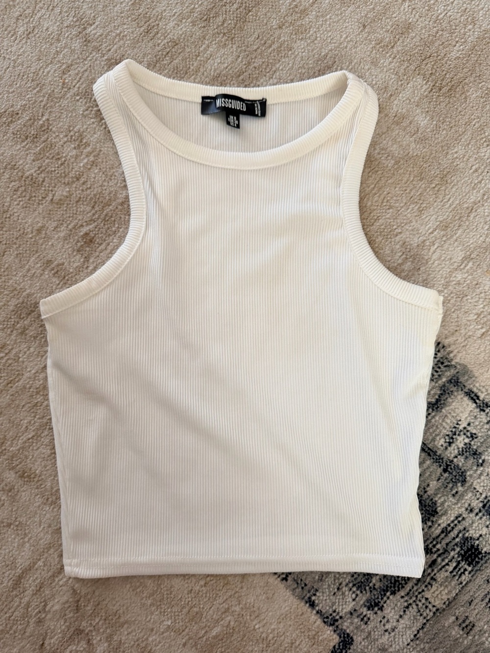 Missguided White Ribbed Tank